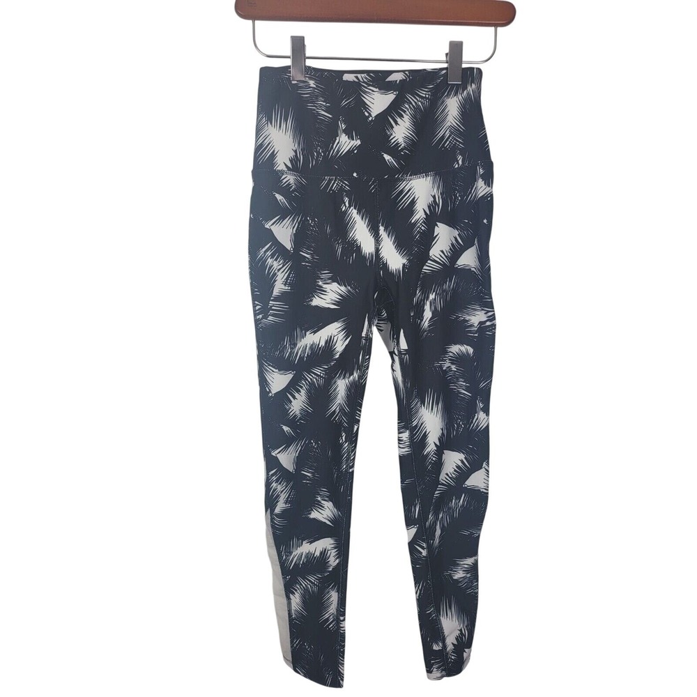Reel Legends Full Length Leggings XS Womens Black‎ White Skinny Leg Mid Rise